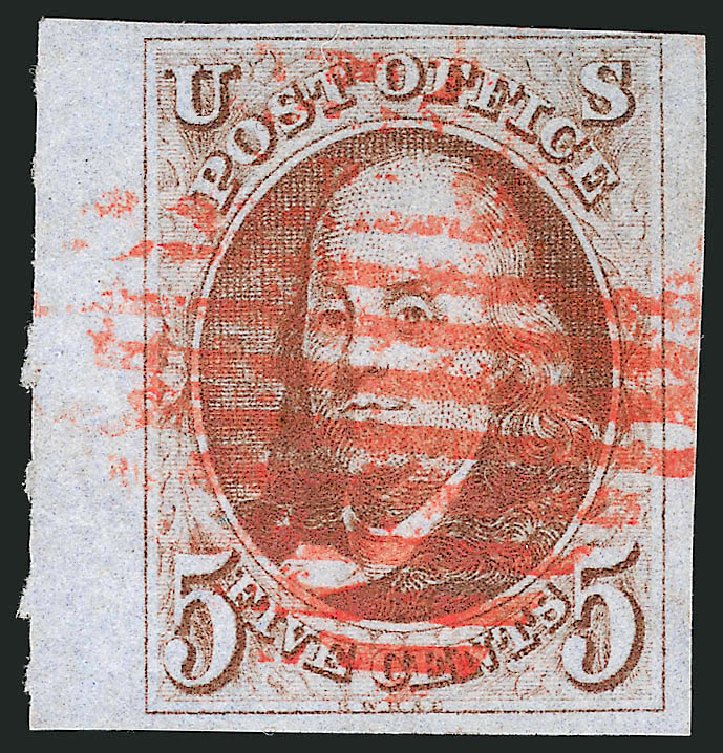US Stamps Value Scott Catalogue 1 - 5c 1847 Franklin. Robert Siegel Auction Galleries, Dec 2009, Sale 982, Lot 5006