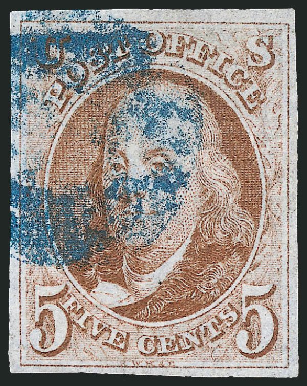 Cost of US Stamp Scott # 1: 1847 5c Franklin. Robert Siegel Auction Galleries, Dec 2009, Sale 982, Lot 5016