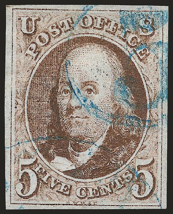 Price of US Stamp Scott Catalog 1: 5c 1847 Franklin. Robert Siegel Auction Galleries, Apr 2010, Sale 984, Lot 16