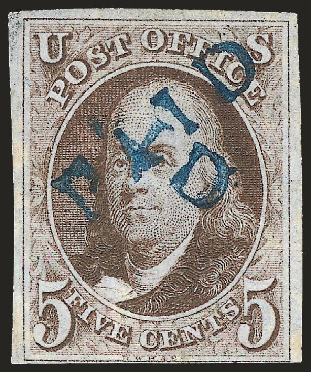 Costs of US Stamps Scott Catalogue #1 - 1847 5c Franklin. Robert Siegel Auction Galleries, Apr 2010, Sale 984, Lot 26