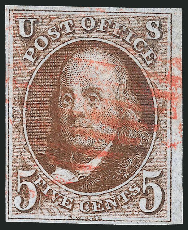 Price of US Stamps Scott Cat. # 1 - 5c 1847 Franklin. Robert Siegel Auction Galleries, Sep 2010, Sale 993, Lot 26