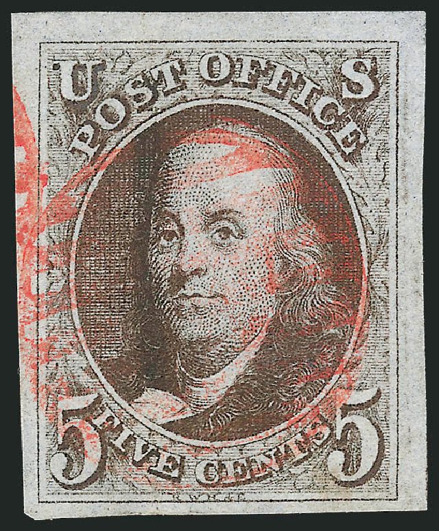 Price of US Stamp Scott # 1: 5c 1847 Franklin. Robert Siegel Auction Galleries, Sep 2010, Sale 993, Lot 36