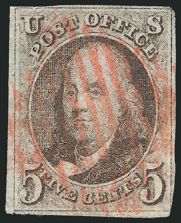 Prices of US Stamps Scott Catalog 1 - 5c 1847 Franklin. Robert Siegel Auction Galleries, Sep 2010, Sale 993, Lot 86