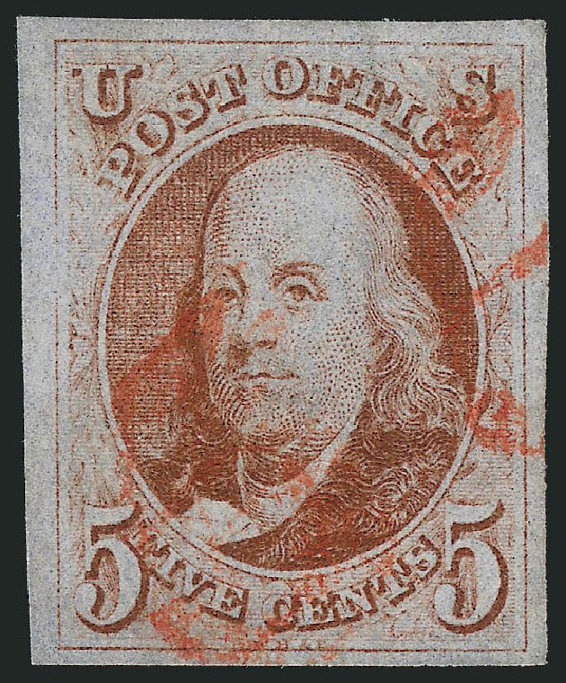 US Stamp Prices Scott Cat. # 1: 1847 5c Franklin. Robert Siegel Auction Galleries, Oct 2010, Sale 997, Lot 5066