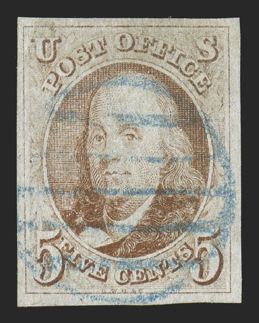Value of US Stamps Scott Cat. #1: 5c 1847 Franklin. Spink Shreves Galleries, Nov 2012, Sale 141, Lot 6