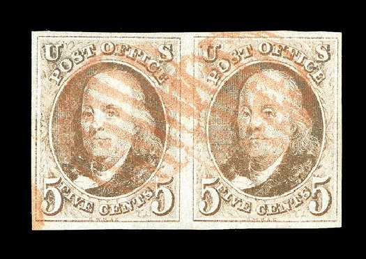 Price of US Stamps Scott Catalogue 1: 5c 1847 Franklin. Spink Shreves Galleries, May 2014, Sale 148, Lot 6