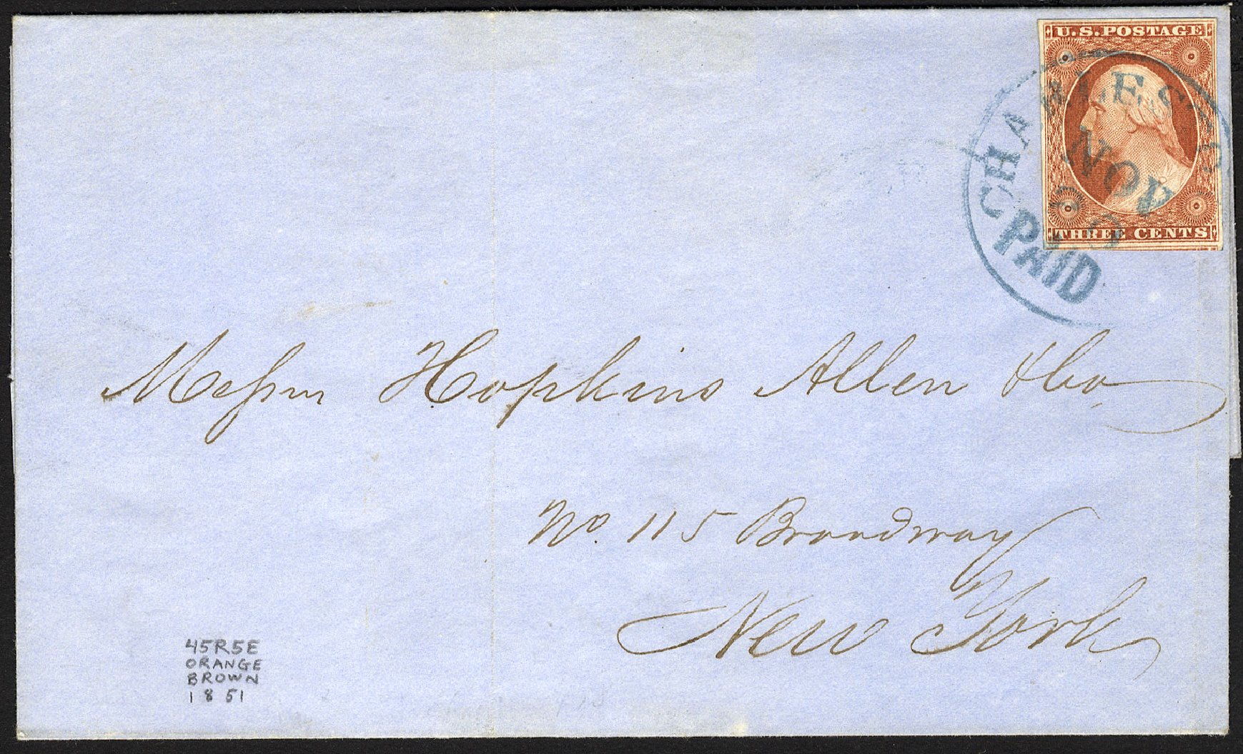 US Stamp Value Scott Catalog # 10: 1851 3c Washington. Cherrystone Auctions, Nov 2010, Sale 201011, Lot 28