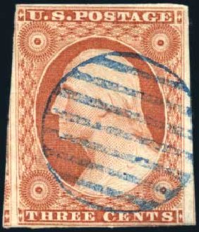 US Stamp Values Scott Catalog #10 - 3c 1851 Washington. Harmer-Schau Auction Galleries, Feb 2010, Sale 84, Lot 1271