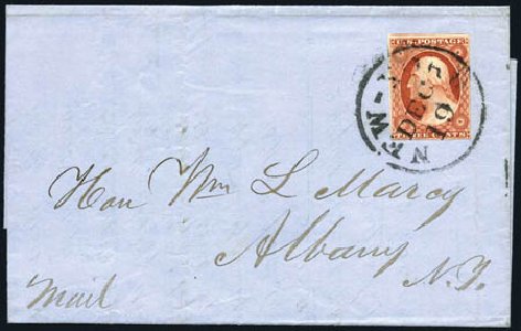 US Stamps Value Scott # 10 - 3c 1851 Washington. Harmer-Schau Auction Galleries, Feb 2010, Sale 84, Lot 1274