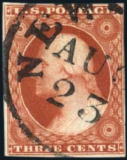 Values of US Stamp Scott # 10: 3c 1851 Washington. Harmer-Schau Auction Galleries, Mar 2011, Sale 89, Lot 85