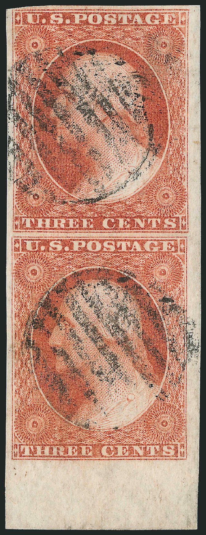 US Stamp Price Scott Catalog 10: 1851 3c Washington. Robert Siegel Auction Galleries, Dec 2011, Sale 1017, Lot 155