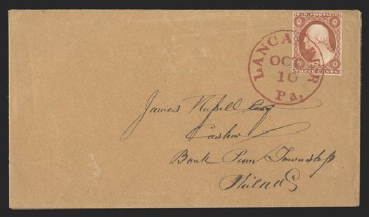 Price of US Stamp Scott Catalog #10: 3c 1851 Washington. Spink Shreves Galleries, Jul 2012, Sale 140, Lot 45