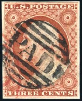 Cost of US Stamp Scott Catalog #10 - 3c 1851 Washington. Harmer-Schau Auction Galleries, Aug 2011, Sale 90, Lot 1072