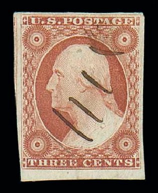 Costs of US Stamps Scott Cat. # 10 - 3c 1851 Washington. Matthew Bennett International, Jun 2007, Sale 319, Lot 1063