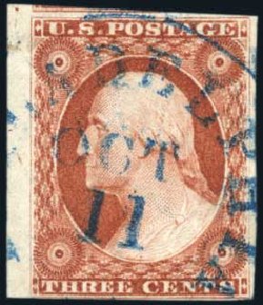 Price of US Stamps Scott Catalogue #10: 1851 3c Washington. Harmer-Schau Auction Galleries, Aug 2011, Sale 90, Lot 1073