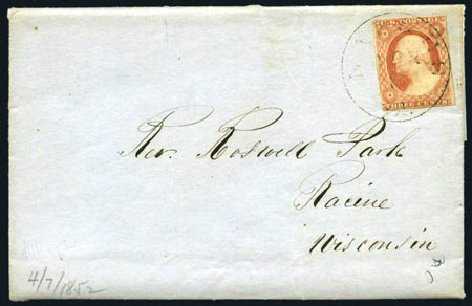 US Stamps Values Scott Catalog #10: 1851 3c Washington. Harmer-Schau Auction Galleries, Oct 2008, Sale 79, Lot 26