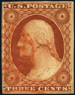 Prices of US Stamps Scott Catalogue 10 - 1851 3c Washington. Harmer-Schau Auction Galleries, Aug 2012, Sale 94, Lot 996