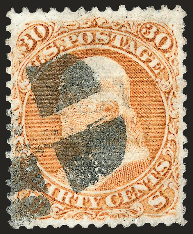 Values of US Stamps Scott Catalogue # 100: 1868 30c Franklin Grill. Robert Siegel Auction Galleries, Oct 2008, Sale 963, Lot 607