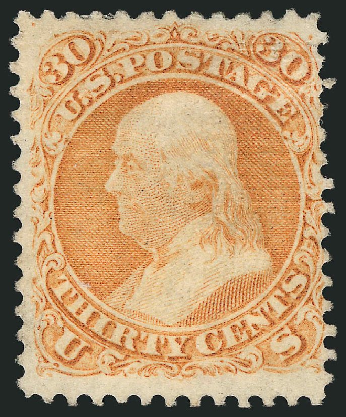 Price of US Stamps Scott Catalog #100: 30c 1868 Franklin Grill. Robert Siegel Auction Galleries, Mar 2014, Sale 1067, Lot 1088