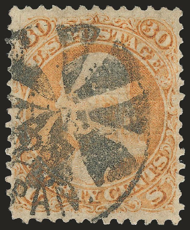 Values of US Stamps Scott Cat. 100 - 1868 30c Franklin Grill. Robert Siegel Auction Galleries, Jun 2009, Sale 975, Lot 1318