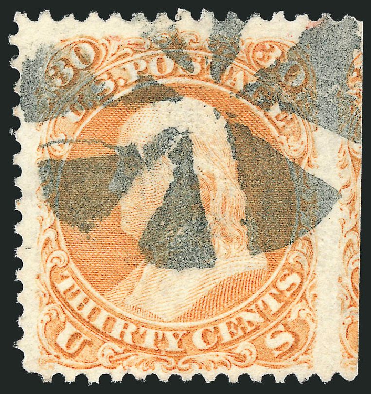 Value of US Stamp Scott Cat. #100: 1868 30c Franklin Grill. Robert Siegel Auction Galleries, Oct 2010, Sale 997, Lot 5408