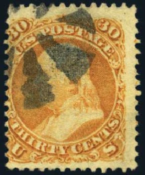 Prices of US Stamps Scott Catalog # 100 - 1868 30c Franklin Grill. Harmer-Schau Auction Galleries, Oct 2012, Sale 95, Lot 179
