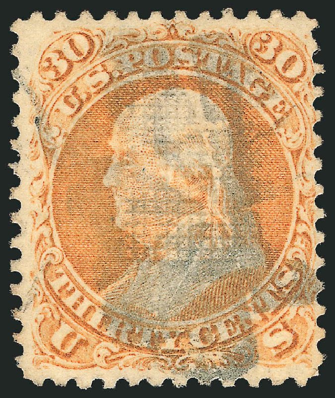 US Stamp Prices Scott Catalog 100 - 1868 30c Franklin Grill. Robert Siegel Auction Galleries, Dec 2012, Sale 1037, Lot 1619