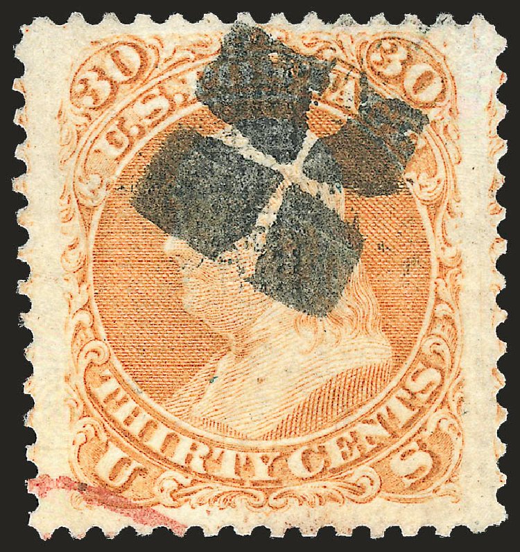 US Stamp Prices Scott 100: 1868 30c Franklin Grill. Robert Siegel Auction Galleries, Jun 2009, Sale 975, Lot 1319