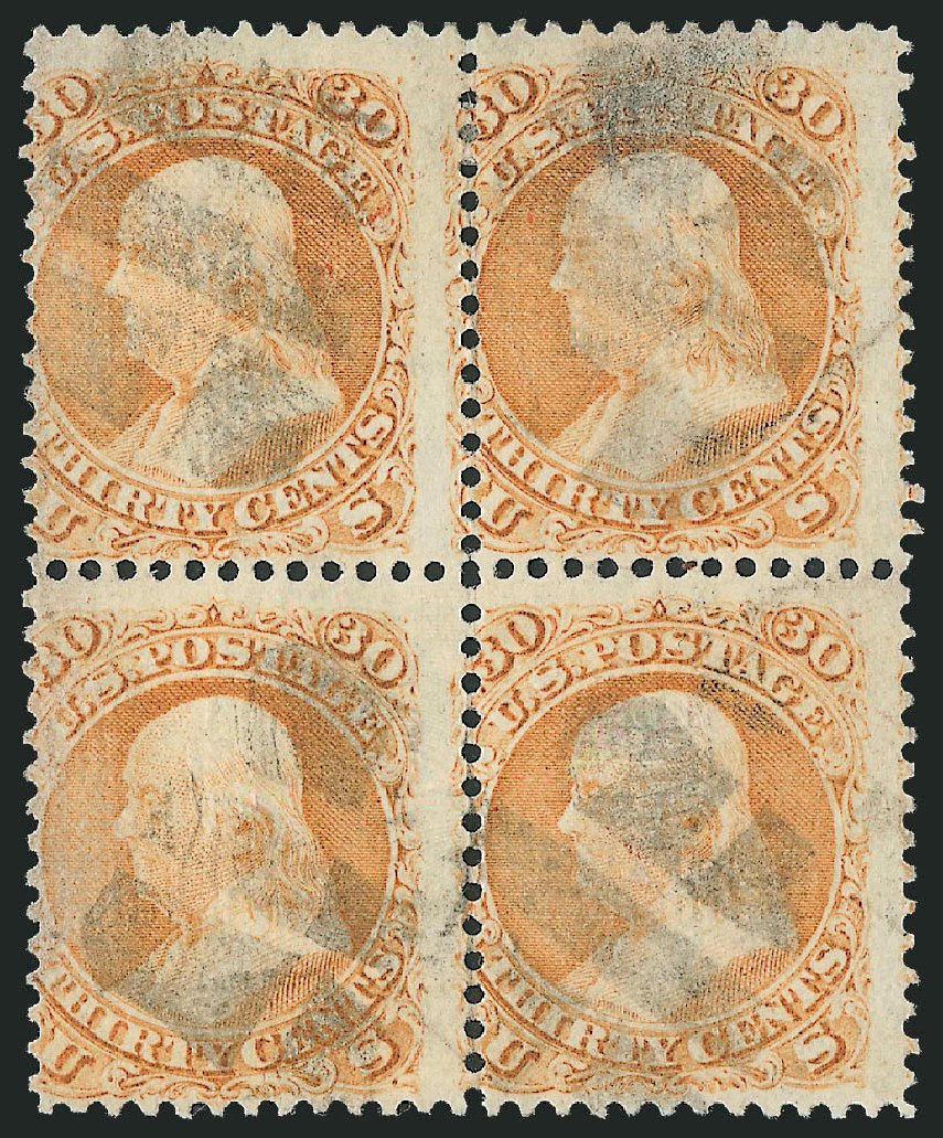 Prices of US Stamp Scott #100 - 1868 30c Franklin Grill. Robert Siegel Auction Galleries, Mar 2011, Sale 1007, Lot 2250