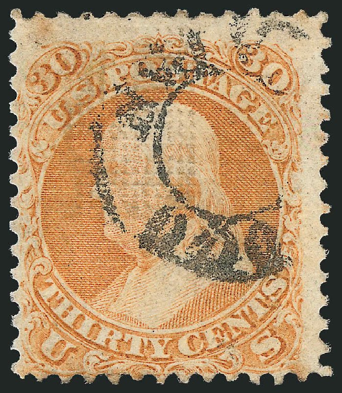 Cost of US Stamps Scott Cat. # 100 - 30c 1868 Franklin Grill. Robert Siegel Auction Galleries, Sep 2010, Sale 993, Lot 510
