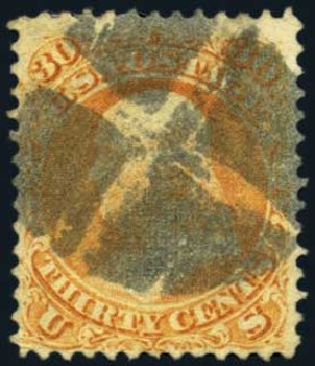US Stamp Price Scott Catalog 100 - 30c 1868 Franklin Grill. Harmer-Schau Auction Galleries, Jan 2013, Sale 96, Lot 451
