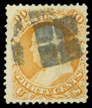 US Stamps Prices Scott # 100 - 30c 1868 Franklin Grill. Daniel Kelleher Auctions, Oct 2014, Sale 660, Lot 2121