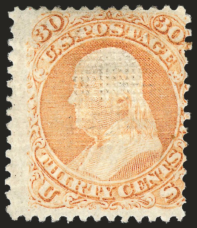 Values of US Stamps Scott Cat. 100 - 1868 30c Franklin Grill. Robert Siegel Auction Galleries, Dec 2009, Sale 982, Lot 5281