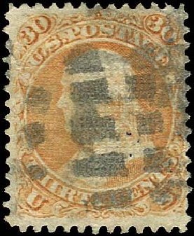 US Stamp Price Scott Catalog 100: 1868 30c Franklin Grill. Regency-Superior, Nov 2014, Sale 108, Lot 234