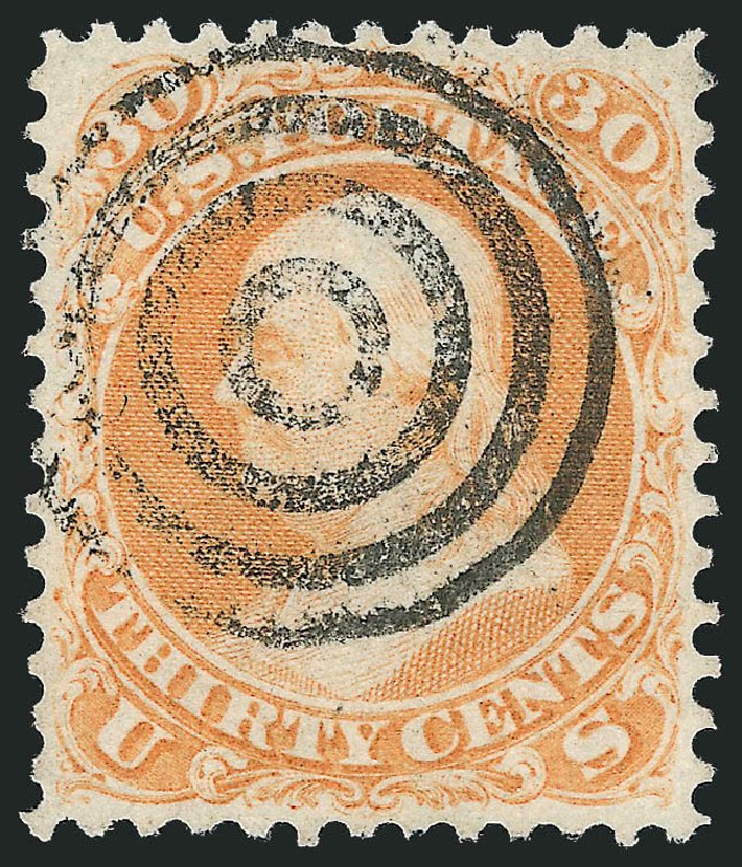 US Stamps Values Scott # 100 - 30c 1868 Franklin Grill. Robert Siegel Auction Galleries, Oct 2012, Sale 1032, Lot 3174