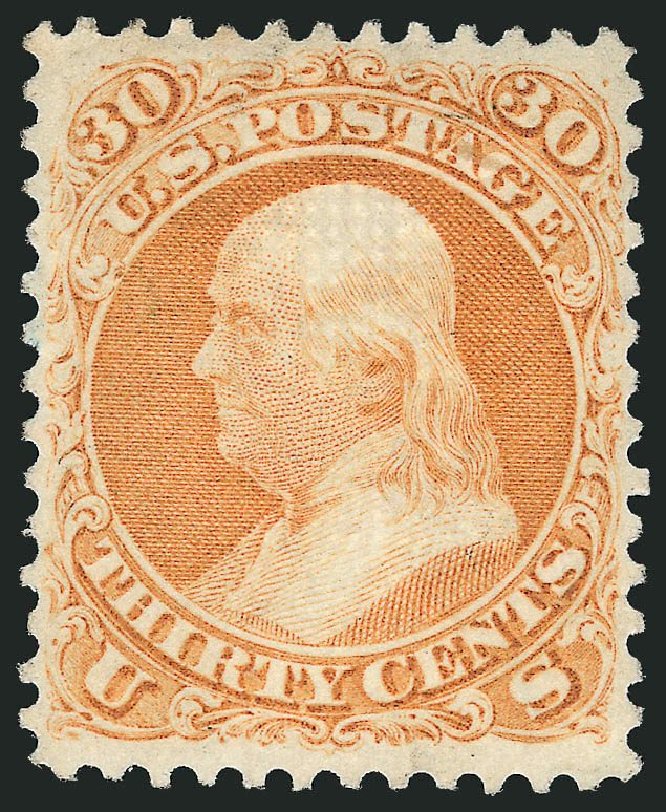 Price of US Stamp Scott Catalogue #100: 1868 30c Franklin Grill. Robert Siegel Auction Galleries, Sep 2014, Sale 1078, Lot 204