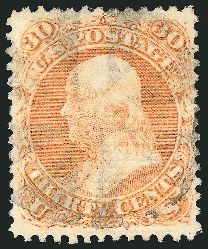 Value of US Stamp Scott Cat. # 100: 30c 1868 Franklin Grill. Robert Siegel Auction Galleries, Apr 2015, Sale 1096, Lot 194
