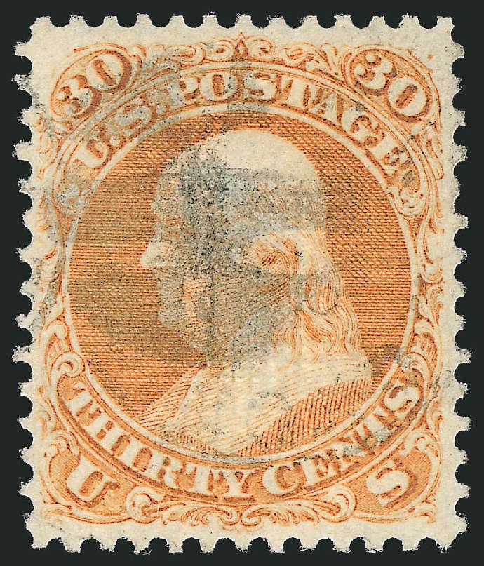 Costs of US Stamps Scott 100 - 1868 30c Franklin Grill. Robert Siegel Auction Galleries, Sep 2009, Sale 976, Lot 1424