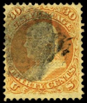 Price of US Stamp Scott Catalogue #100: 1868 30c Franklin Grill. Harmer-Schau Auction Galleries, Feb 2012, Sale 92, Lot 905