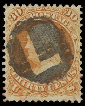 US Stamps Price Scott Cat. #100 - 30c 1868 Franklin Grill. Daniel Kelleher Auctions, Oct 2012, Sale 632, Lot 1015
