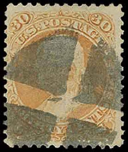 Prices of US Stamps Scott Catalogue #100 - 1868 30c Franklin Grill. H.R. Harmer, Nov 2013, Sale 3004, Lot 1092