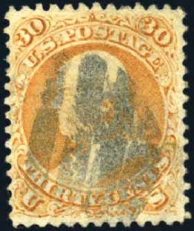 US Stamp Value Scott Cat. #100: 30c 1868 Franklin Grill. Harmer-Schau Auction Galleries, Oct 2009, Sale 83, Lot 353