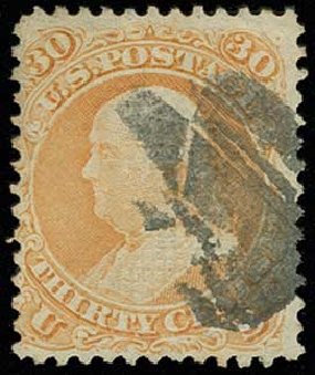 Value of US Stamp Scott # 100: 1868 30c Franklin Grill. H.R. Harmer, Jun 2013, Sale 3003, Lot 1103