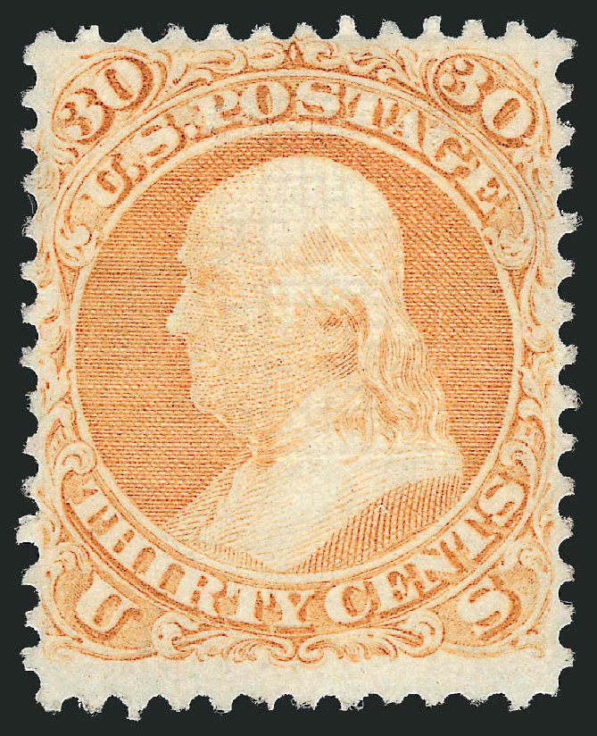 Prices of US Stamp Scott Cat. #100: 1868 30c Franklin Grill. Robert Siegel Auction Galleries, Mar 2012, Sale 1021, Lot 273