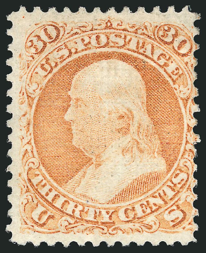 Value of US Stamp Scott Catalogue 100: 30c 1868 Franklin Grill. Robert Siegel Auction Galleries, Sep 2009, Sale 976, Lot 1423