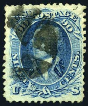 Values of US Stamp Scott Cat. #101: 90c 1869 Washington Grill. Harmer-Schau Auction Galleries, Oct 2008, Sale 79, Lot 87
