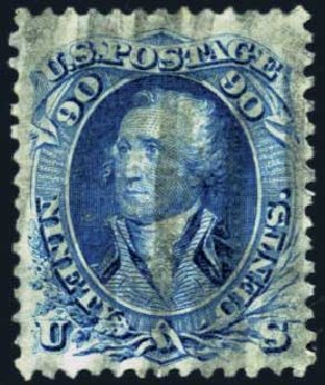 Prices of US Stamps Scott #101: 1869 90c Washington Grill. Harmer-Schau Auction Galleries, May 2013, Sale 97, Lot 337