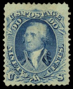Prices of US Stamps Scott Catalogue # 101: 90c 1869 Washington Grill. Daniel Kelleher Auctions, Dec 2014, Sale 661, Lot 107
