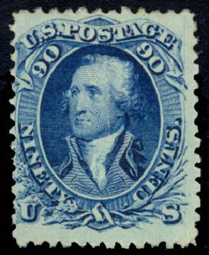 US Stamps Values Scott 101 - 1869 90c Washington Grill. Daniel Kelleher Auctions, Jan 2015, Sale 663, Lot 1327
