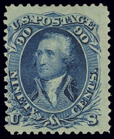 Prices of US Stamp Scott Catalog # 101 - 90c 1869 Washington Grill. Daniel Kelleher Auctions, Feb 2013, Sale 634, Lot 88